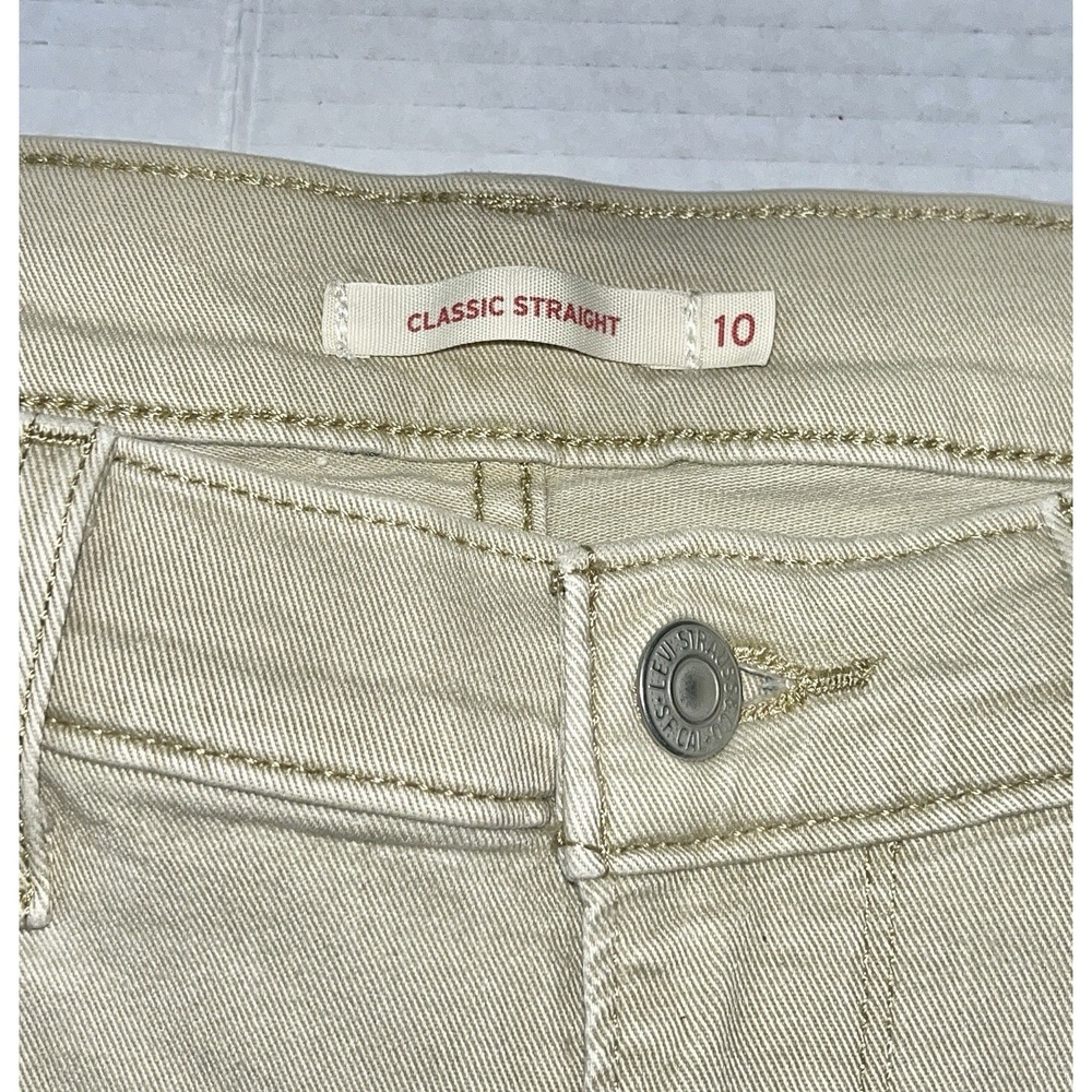 Levi's Classic Straight Jeans Women's 10 Tan Beige Stretch Preppy Equestrian - Picture 5 of 6